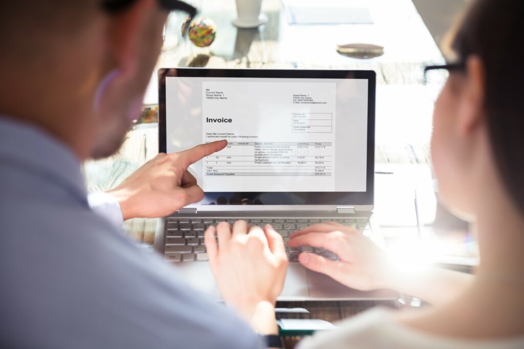Business partners spot inconsistency in invoice sent via email.