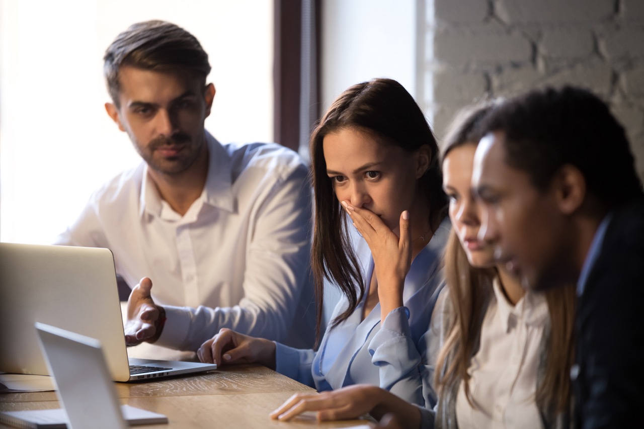 Company employees panic after discovering data breach. 